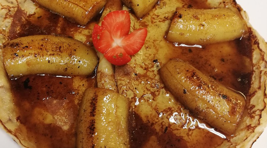 Crêpe banane caramélisée flambée 