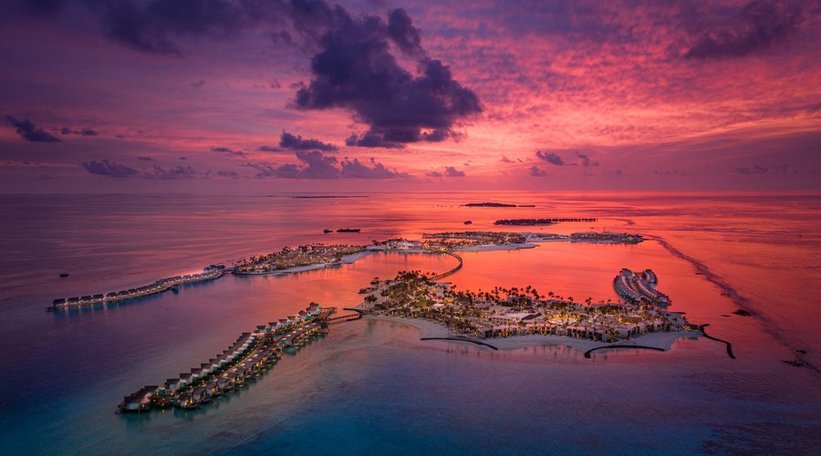 Aerial view at sunset 