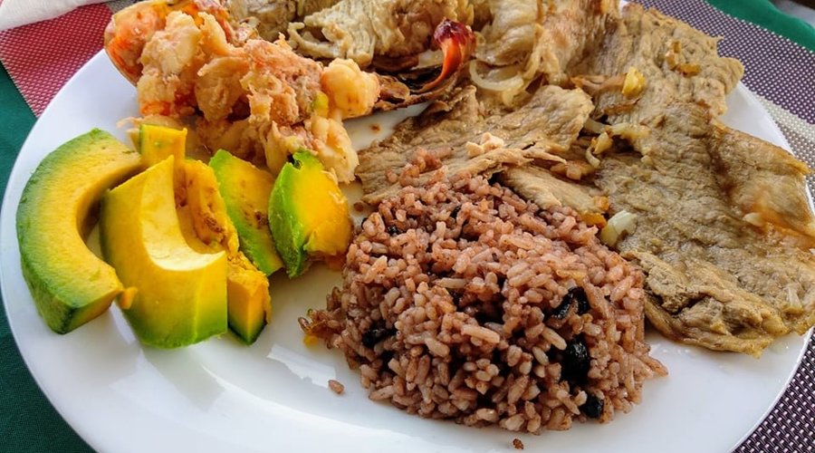 Langosta, pork and crocodile 
