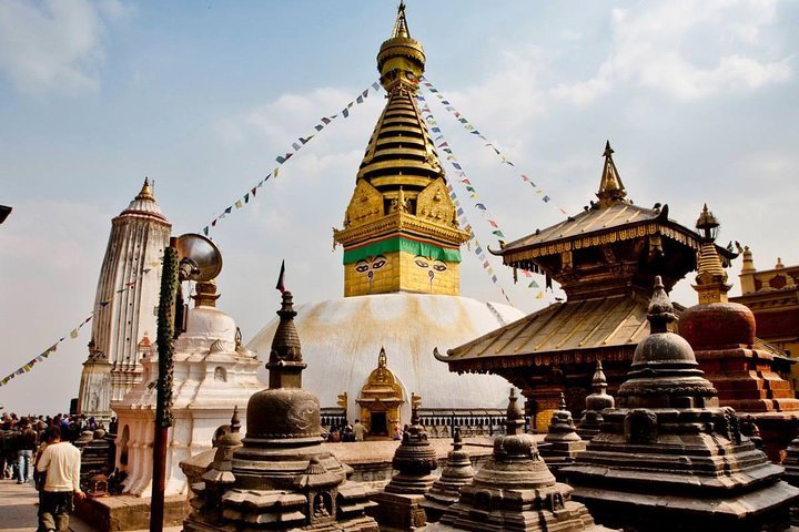 Monkey Temple Kathmandu outlet Nepal - Swayambhunath Stupa - Hand embroidered Finished Hoop