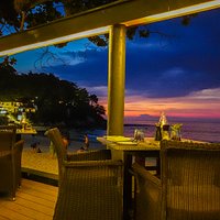 Sunset at dinner time at The Boathouse Restaurant