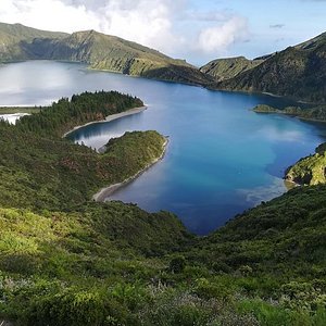 Lagoa do Fogo is a crater lake within the Agua de Pau Massif stratovolcano  in the center of the island of Sao Miguel in the Portuguese archipelago of  Stock Photo - Alamy