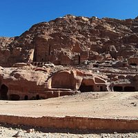 A closer look at the Urn Tomb at Petra... this is one of the tombs that you can still go into. Inside, its main chamber has a beautiful red marbled ceiling.