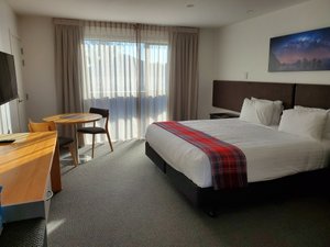 Stopforths Motel in Hokitika, image may contain: Monitor, Screen, Bed, Furniture