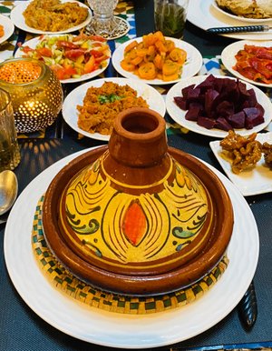 Riad Ouliya in Fes, image may contain: Food Presentation, Meal, Dish, Plate