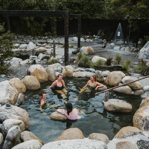 relaxing in our outdoor rock pools