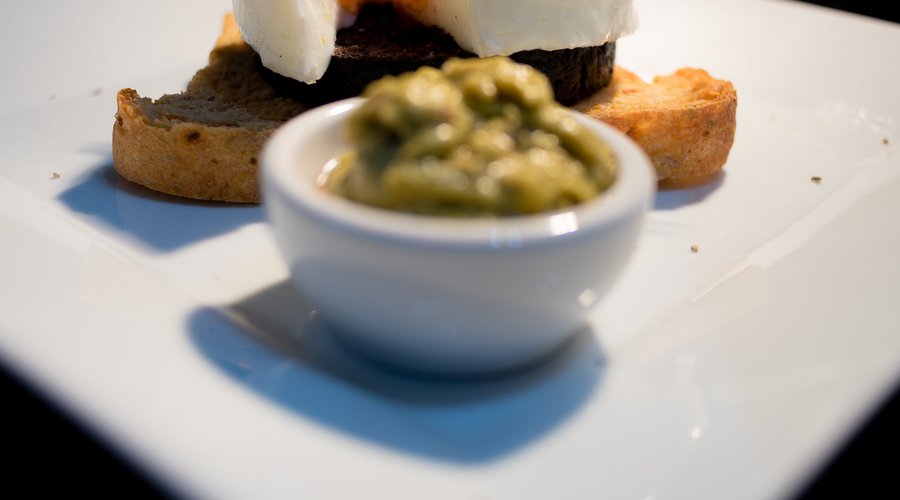 The Dower House Special - poached eggs on local Black Pudding on top of home made bread