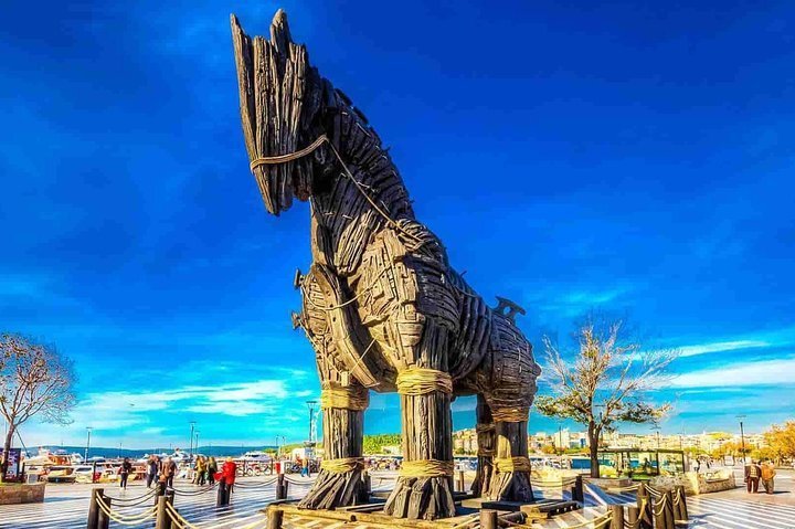 Réplica Do Cavalo De Troia Situada Em Troy, Turquia Imagem