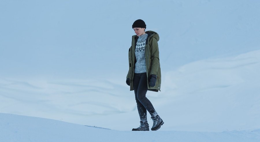 A parka with an Icelandic wool sweater 