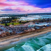 Aerial view of the Plunge San Diego in Mission Beach