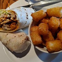 Buffalo chicken wrap w/ tater tots
