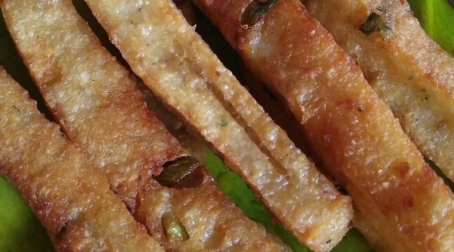 Otak-otak, the fried variety, and their version of savoury rice.