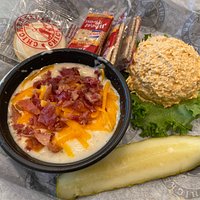 Loaded Potato Soup and Buffalo Barclay chicken salad
