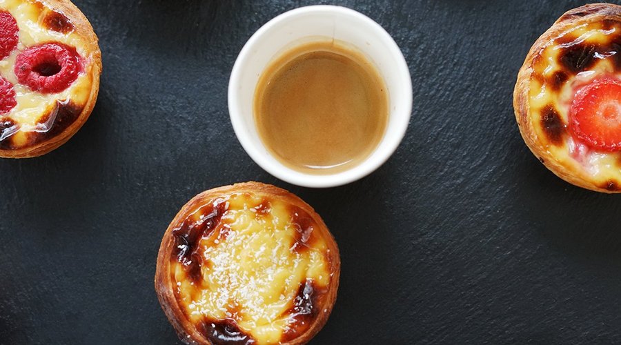 Enjoy a delicious coffee with a freshly baked nata.