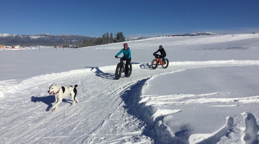 Fat Bike and Snowshoe rentals are available at the Activity Barn for use on the free, dog-friendly nordic trail (which connects to the N. Valley Rail Trail). 