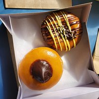 Chocolate Banana, glazed Chocolate donuts.