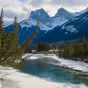 Fly fishing from our riverfront site - Picture of Bow River Campground,  Canmore - Tripadvisor