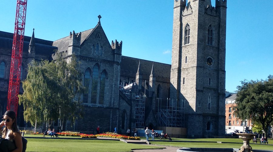 Gardens and park with St Patricks Cathedral in the background