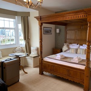 Bay window overlooking the centre of West Bay - this room is upstairs at the front of the hotel.
