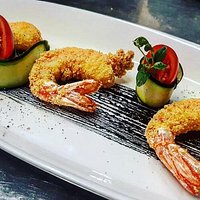 Vide di gambero fritte con tempera di farina di riso..