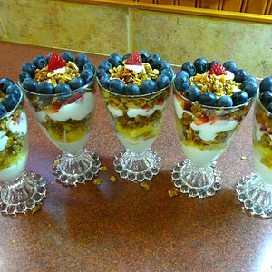 Our famous Granola Parfait
House made Organic granola
pineapple, yogurt, strawberries and blueberries and our house made granola layered into the perfect breakfast treat
