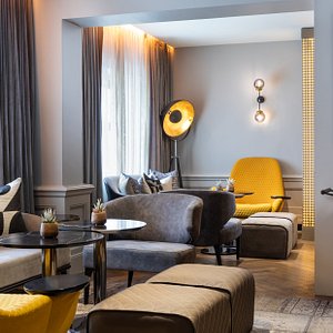 Holmes Hotel London in London, image may contain: Cushion, Home Decor, Lamp, Table Lamp