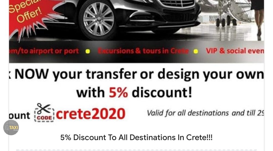Book your Transfers with versataxi, today, from Heraklion Airport to all Crete and save 5% Discount 