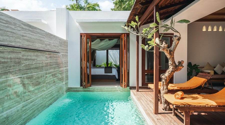 Grand Pool Villa - Bedroom and Pool with Private Relaxing Space