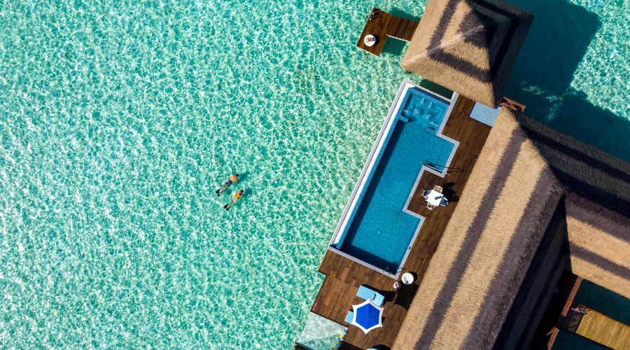 Aerial view of the Two Bedroom Ocean Pool Villa 