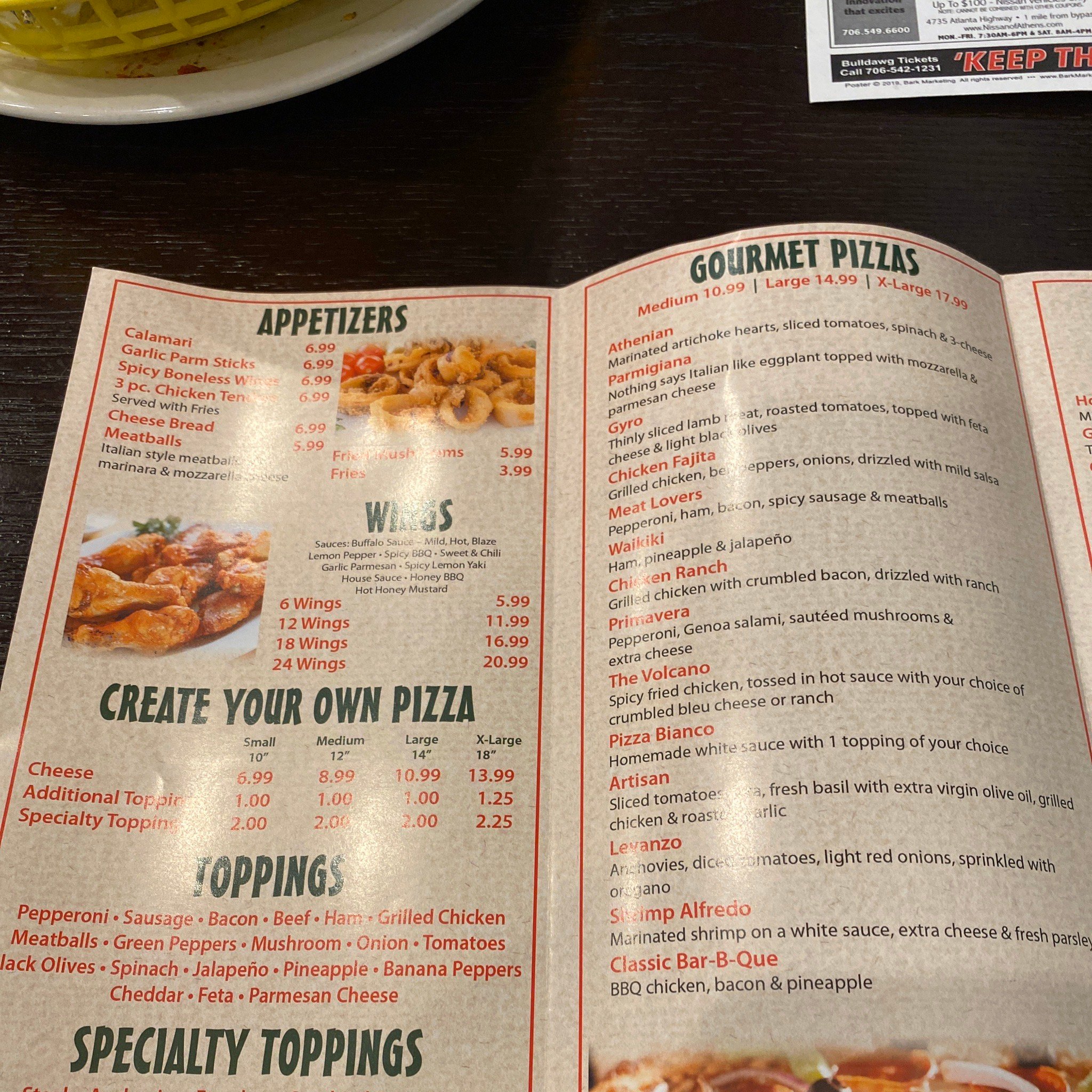 Athens pizza menu discount
