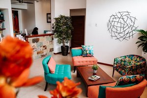 Hotel Cucuve Galapagos in Santa Cruz, image may contain: Living Room, Couch, Potted Plant, Table