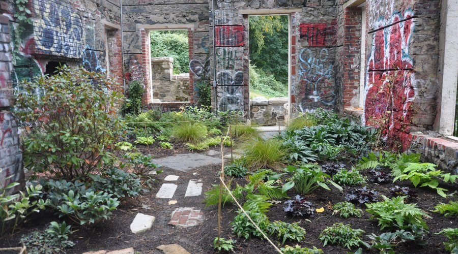 The recently planted Ruin Garden is a new favorite of visitors.