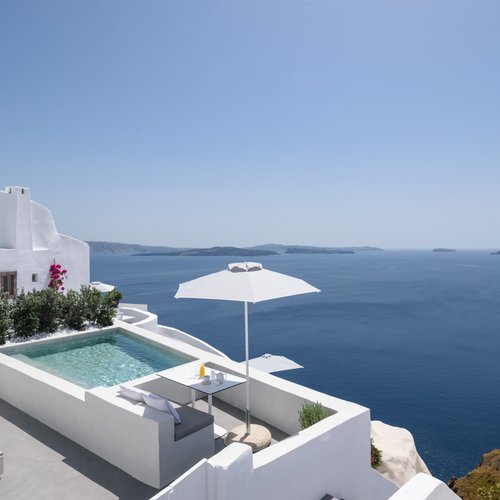 The Antiquarian's Suite with Hot Tub & Caldera View 60m² - Ikies Santorini,  Greece | Book online