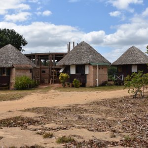 Construction site and round huts