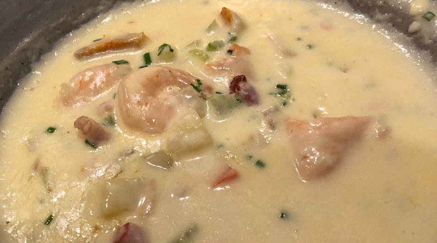 Excellent seafood chowder — just don't count the calories!