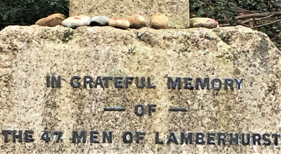 16.  Lamberhurst Village War Memorial, Lamberhurst, Kent;  pebbles placed on the memorial