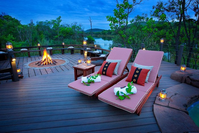 Fire-pit and lake view.