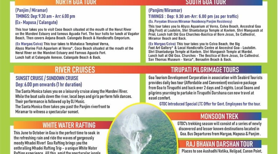 Details of Tours and services available for booking at Miramar Residency. 
