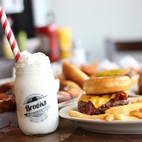 Famous Donut Burger with Vanilla Milkshake - A Classic!