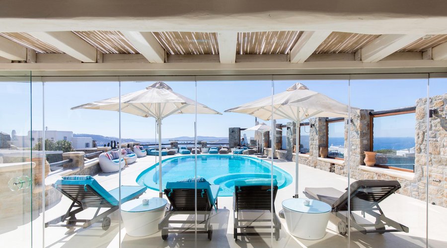 View from under the pergola at our pool.