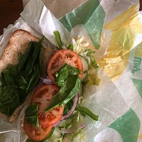 Six inch Veggie Delight take-out.