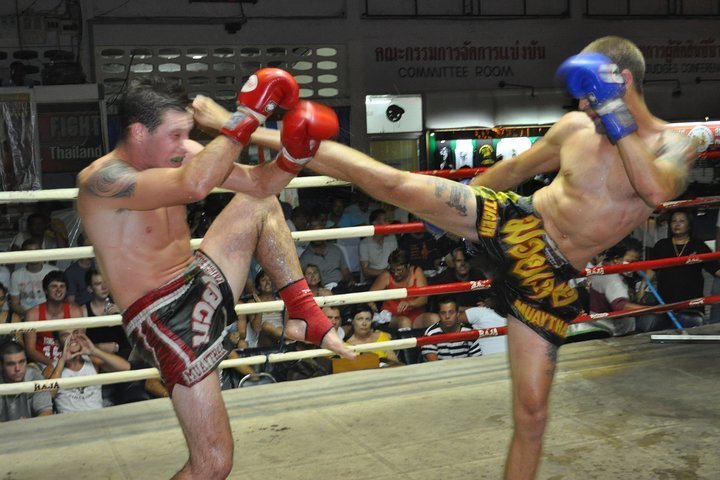 A Muay Thai, kick boxer waiting for his fight, Phuket , Thailand