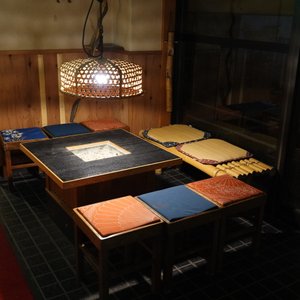 滝本屋：部屋に行く途中にありました。いろり付きの夕景コーナー