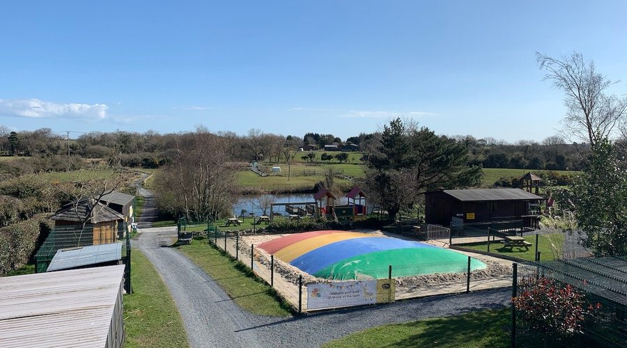 Our kangaroo bouncer jumping pill in the lovely farm surroundings