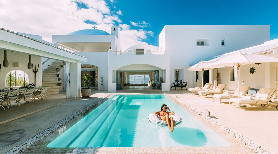 Relax in one of Santorini's gorgeous swimming pools