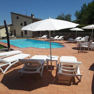 Piscina e zone separate e distanziate per i Clienti