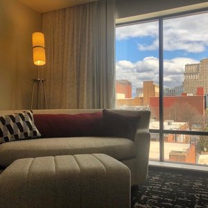 Our rooms feature a breathtaking view of the Downtown Winston-Salem Skyline