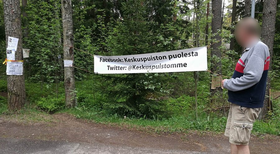 A demonstration against the felling of trees