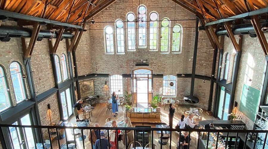 View of the restaurant from the mezzanine.