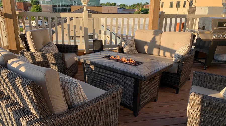 Patio seating for you and your friends.  Gas grills also available for your dining needs. 